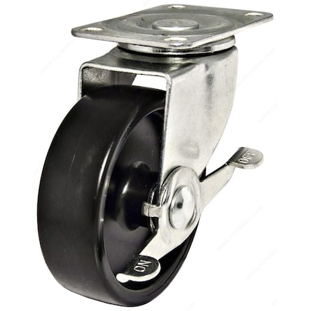 Richelieu 3 in Polypropylene Swivel with Brake Caster Black F25234
